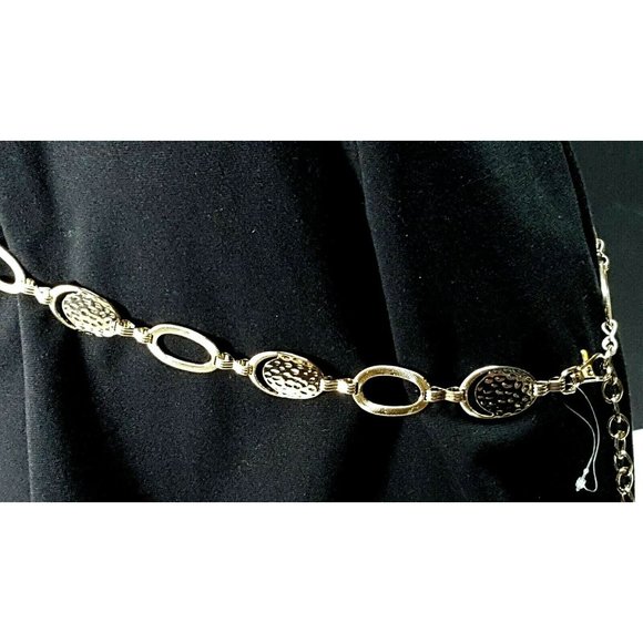 Silver Tone Hammered Metal Oval Chain 19bb4-55 - Picture 5 of 6